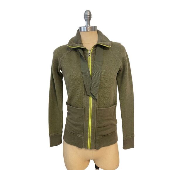 Lululemon Post Savasana Knit Zip Up Jacket Green Small - Picture 4 of 7